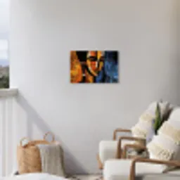 Abstract - Portret - Kleurvakken Tuinposter op houten frame 2 cm dik klein -sfeer1