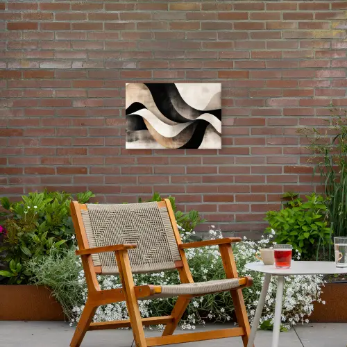 Abstract - Golven - Zwart - Verweerd Tuinposter op houten frame 2 cm dik klein -sfeer3