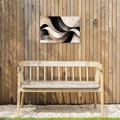 Abstract - Golven - Zwart - Verweerd Tuinposter op houten frame 2 cm dik klein -sfeer4