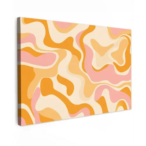 Abstract - Golvend - Oranje Tuinposter op houten frame 2 cm dik klein -3d
