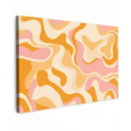 Abstract - Golvend - Oranje Tuinposter op houten frame 2 cm dik klein -3d