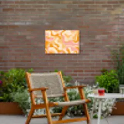 Abstract - Golvend - Oranje Tuinposter op houten frame 2 cm dik klein -sfeer3