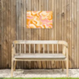 Abstract - Golvend - Oranje Tuinposter op houten frame 2 cm dik klein -sfeer4