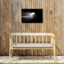 Honkbal - Wit - Vliegt Tuinposter op houten frame 2 cm dik klein -sfeer4