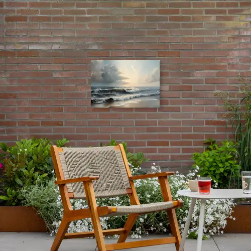 Strand - Zee - Zonsondergang Tuinposter op houten frame 2 cm dik klein -sfeer3