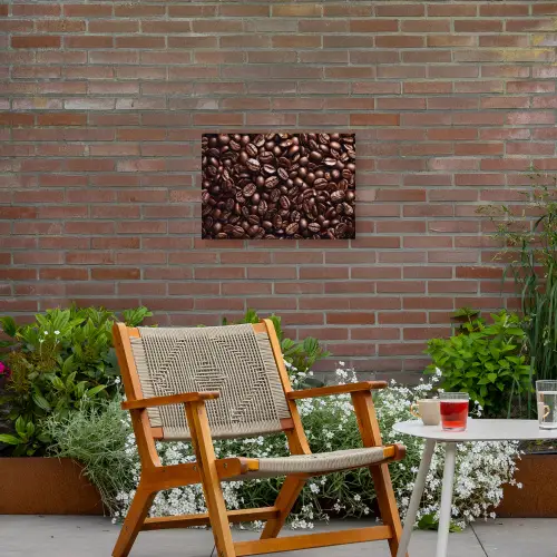 Bonen - Close-up - Donkerbruin Tuinposter op houten frame 2 cm dik klein -sfeer3
