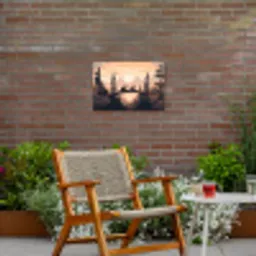 Beren - Bomen - Landschap - Zonsondergang Tuinposter op houten frame 2 cm dik klein -sfeer3