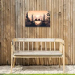 Beren - Bomen - Landschap - Zonsondergang Tuinposter op houten frame 2 cm dik klein -sfeer4