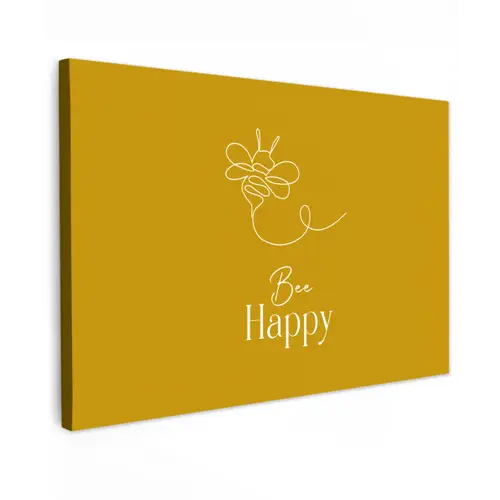 Bee Happy Tuinposter op houten frame 2 cm dik klein -3d