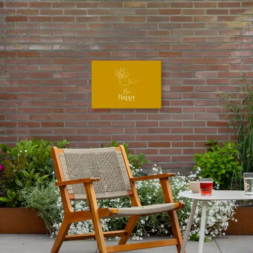 Bee Happy Tuinposter op houten frame 2 cm dik klein -sfeer3
