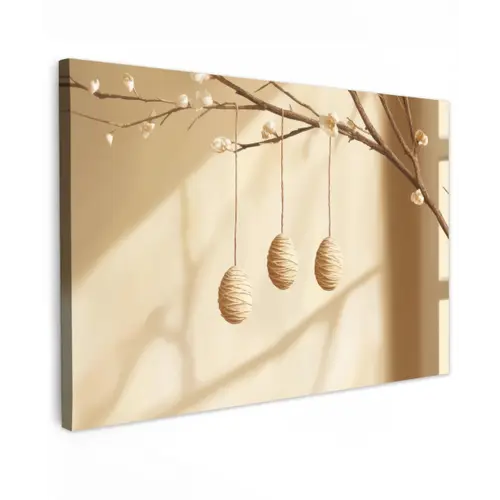 Beige - Paastak - Eieren Tuinposter op houten frame 2 cm dik klein -3d