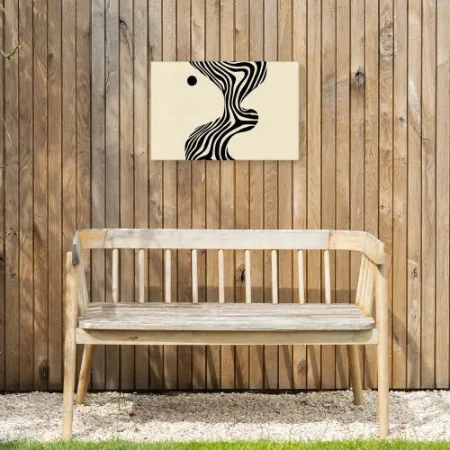 Beige - Lijnen - Golvend - Abstract Tuinposter op houten frame 2 cm dik klein -sfeer4
