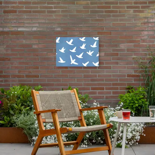 Vogels - Wit - Patroon Tuinposter op houten frame 2 cm dik klein -sfeer3