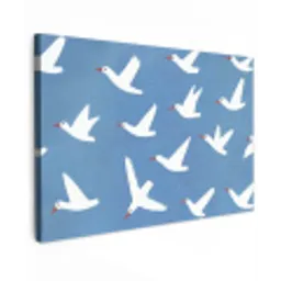 Vogels - Wit - Patroon Tuinposter op houten frame 2 cm dik klein -3d