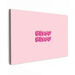 Bisou - Roze - Schaduw Tuinposter op houten frame 2 cm dik klein -3d