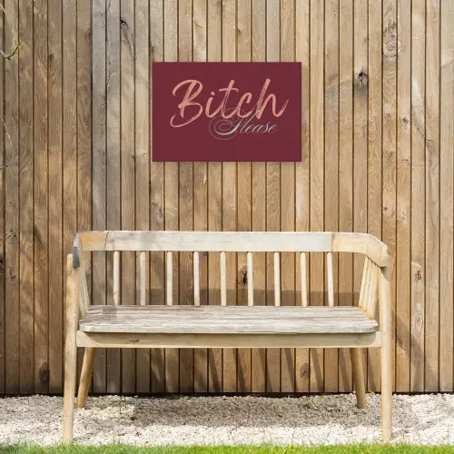 Bitch please - Rood - Blauw Tuinposter op houten frame 2 cm dik klein -sfeer4