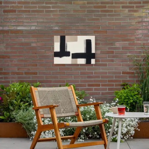 Zwart - Abstract - Japandi Tuinposter op houten frame 2 cm dik klein -sfeer3