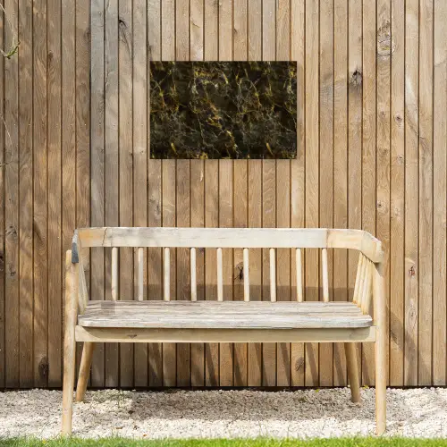 Zwart - Marmer - Goud Tuinposter op houten frame 2 cm dik klein 845 -sfeer4