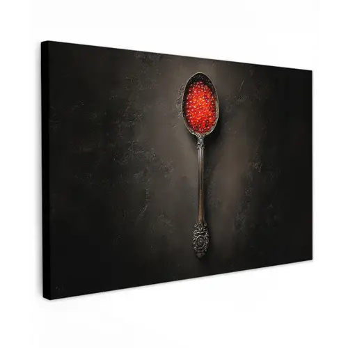Zwart - Lepel - Caviar Tuinposter op houten frame 2 cm dik klein -3d