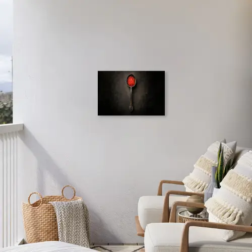 Zwart - Lepel - Caviar Tuinposter op houten frame 2 cm dik klein -sfeer1