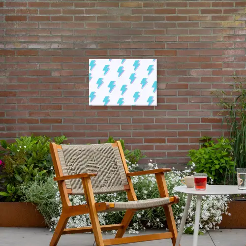 Blauw - Paars - Bliksem Tuinposter op houten frame 2 cm dik klein 845 -sfeer3