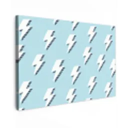 Blauw - Wit - Patroon - Bliksem Tuinposter op houten frame 2 cm dik klein 845 -3d