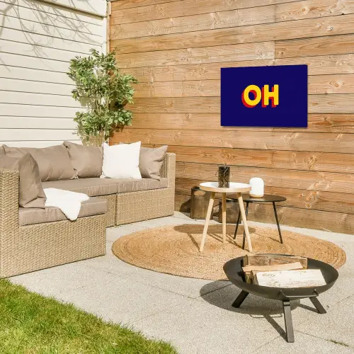 Blauw - Geel - OH - Schaduw Tuinposter op houten frame 2 cm dik klein -sfeer2