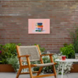 Boeken - Stapel - Kleurrijk Tuinposter op houten frame 2 cm dik klein -sfeer3