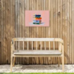 Boeken - Stapel - Kleurrijk Tuinposter op houten frame 2 cm dik klein -sfeer4