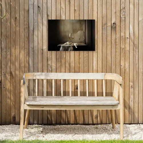 Strik - Beige - Witte - Wijn Tuinposter op houten frame 2 cm dik klein -sfeer4