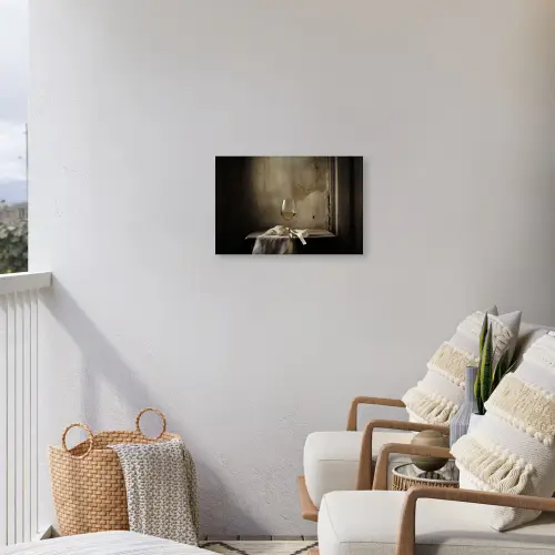 Strik - Beige - Witte - Wijn Tuinposter op houten frame 2 cm dik klein -sfeer1