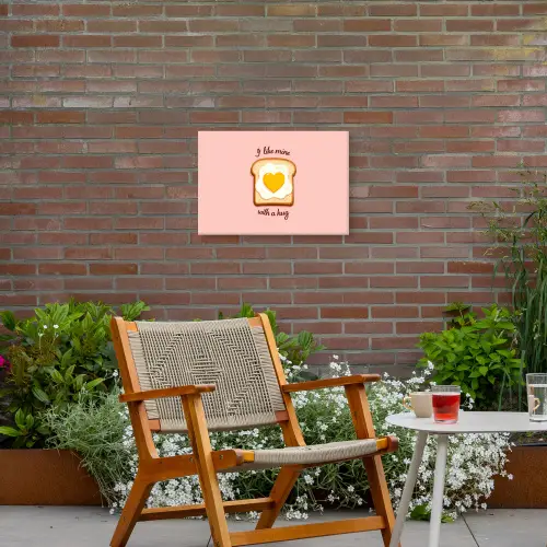 Brood - Illustratie - Quote - Roze Tuinposter op houten frame 2 cm dik klein -sfeer3