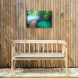 Brug - Water - Rivier - Bos Tuinposter op houten frame 2 cm dik klein -sfeer4