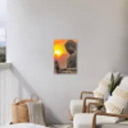 Boeddha bij zonsondergang Tuinposter op houten frame 2 cm dik klein -sfeer1