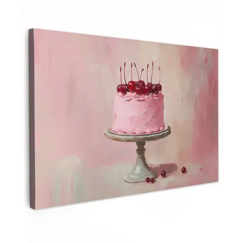 Taart - Pink - Cherry Tuinposter op houten frame 2 cm dik klein -3d
