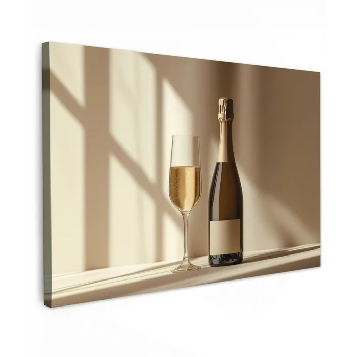 Champagne - Beige - Schaduw - Bubbels Tuinposter op houten frame 2 cm dik klein -3d