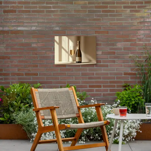 Champagne - Beige - Schaduw - Bubbels Tuinposter op houten frame 2 cm dik klein -sfeer3