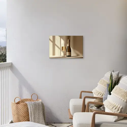 Champagne - Beige - Schaduw - Bubbels Tuinposter op houten frame 2 cm dik klein -sfeer1
