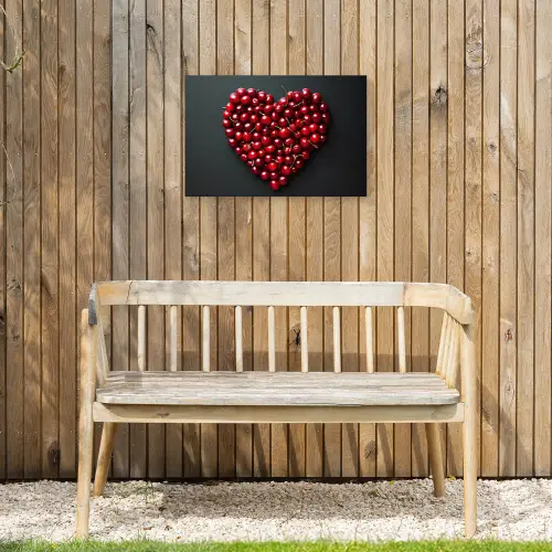 Kersen - Hart - Rood - Zwart Tuinposter op houten frame 2 cm dik klein -sfeer4