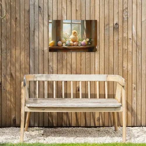 Kuiken - Raam - Paaseieren Tuinposter op houten frame 2 cm dik klein -sfeer4