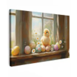 Kuiken - Raam - Paaseieren Tuinposter op houten frame 2 cm dik klein -3d
