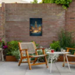 Kerstfeest - Dorp - Donker Tuinposter op houten frame 2 cm dik klein -sfeer3