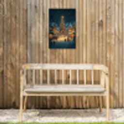 Kerstfeest - Dorp - Donker Tuinposter op houten frame 2 cm dik klein -sfeer4
