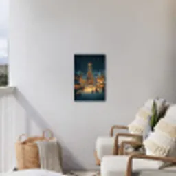 Kerstfeest - Dorp - Donker Tuinposter op houten frame 2 cm dik klein -sfeer1