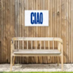 Ciao - Blauw - Stippen Tuinposter op houten frame 2 cm dik klein -sfeer4