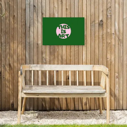 Cirkel - Roze - Tekst - Art Tuinposter op houten frame 2 cm dik klein -sfeer4