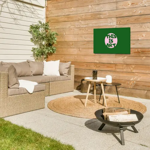 Cirkel - Roze - Tekst - Art Tuinposter op houten frame 2 cm dik klein -sfeer2