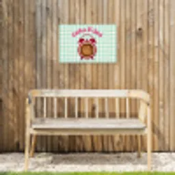 Koffie - Klok - Groen Tuinposter op houten frame 2 cm dik klein -sfeer4