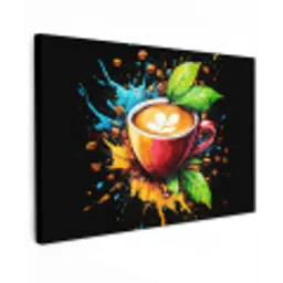 Koffie - Graffiti - Drinken - Abstract Tuinposter op houten frame 2 cm dik klein -3d
