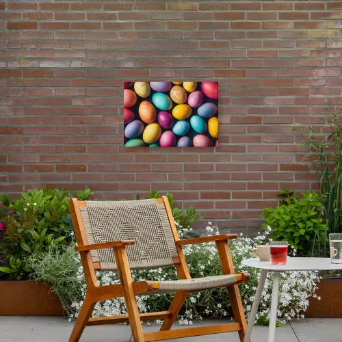 Kleurrijk - Paaseitjes - Spetters Tuinposter op houten frame 2 cm dik klein -sfeer3